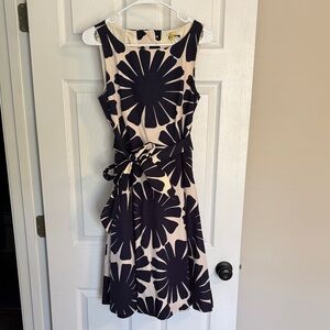 Floral Sleeveless Dress - Navy and Cream
